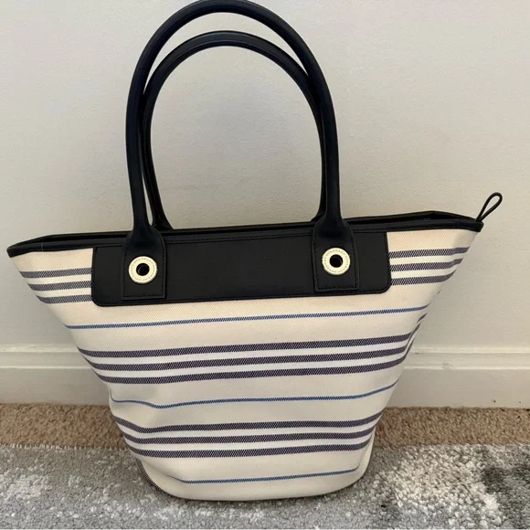 Burberry Striped Navy and Cream Tote Bag - Picture 2 of 7